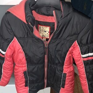 Kids Charcoal and pink Puffer Jacket